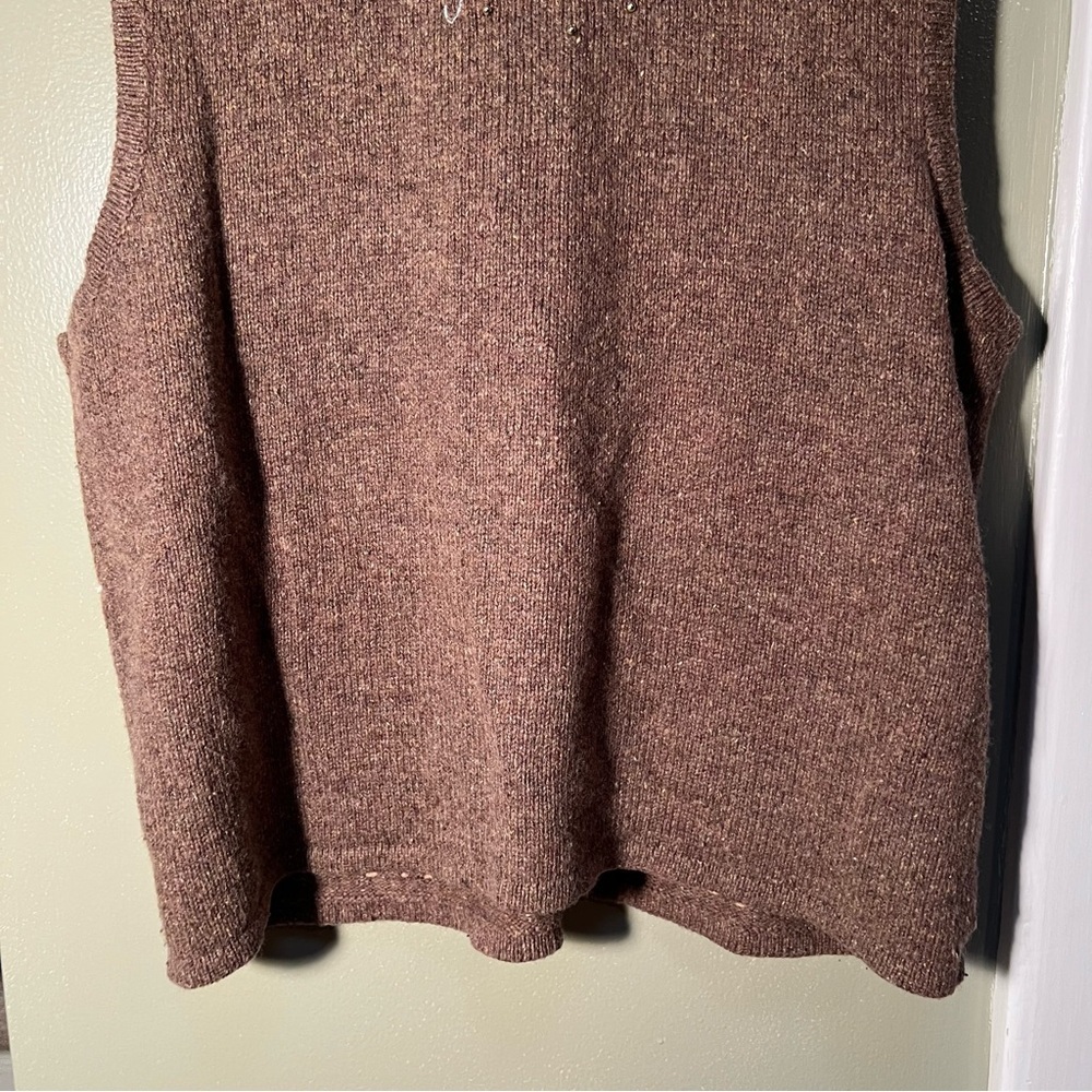 Vintage Design Originals Studio Joy Womens Size Large Sweater Vest Brown Snowman - Picture 7 of 8